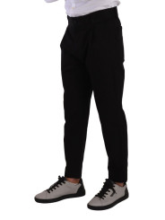 Jeans & Pants Elegant Tapered Black Cotton Chinos 800,00 € 8054802679492 | Planet-Deluxe