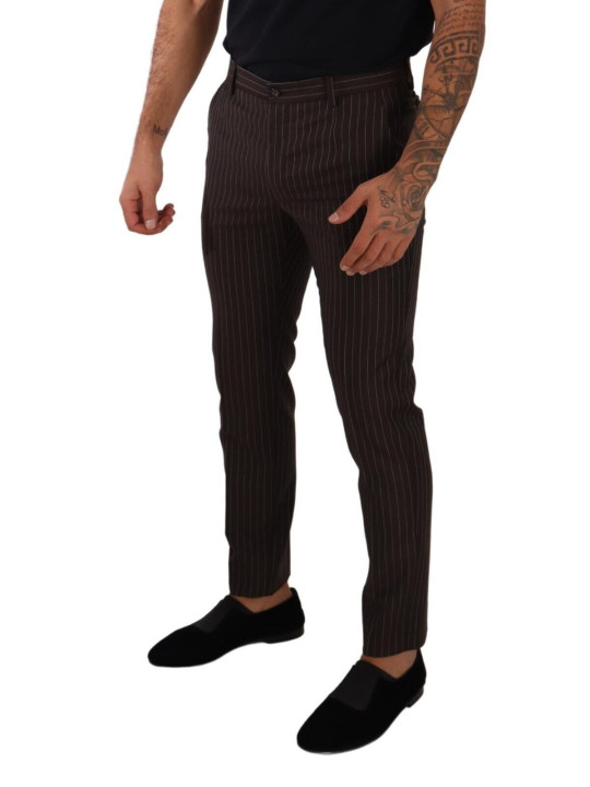 Jeans & Pants Elegant Brown Striped Woolen Men's Trousers 900,00 € 8054802893393 | Planet-Deluxe