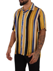 Shirts Yellow Striped Silk-Blend Men's Shirt 1.200,00 € 8054802572854 | Planet-Deluxe