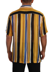 Shirts Yellow Striped Silk-Blend Men's Shirt 1.200,00 € 8054802572854 | Planet-Deluxe