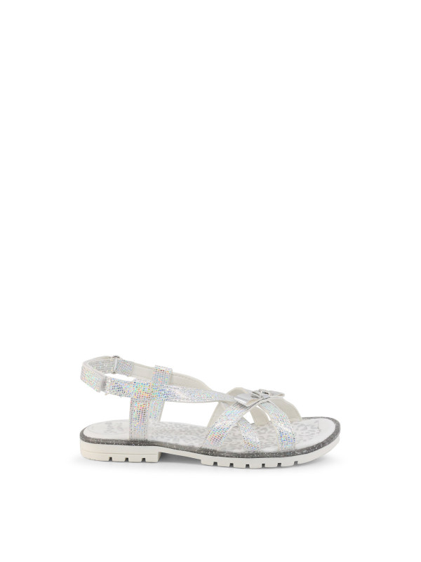 Silberne Sport-Sandalen mit Klettverschluss Silberne Sport-Sandalen mit Klettverschluss