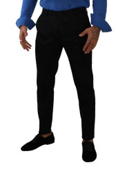 Jeans & Pants Elegant Slim Fit Dress Pants in Black Brocade 1.000,00 € 8054802765683 | Planet-Deluxe