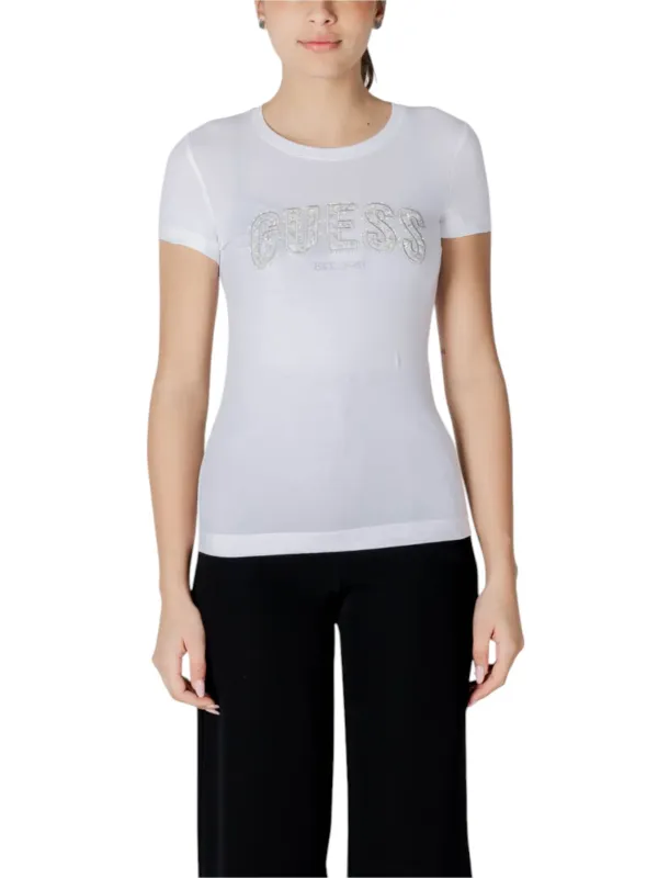 Weißes Guess T-Shirt mit Logo Weißes Guess T-Shirt mit Logo