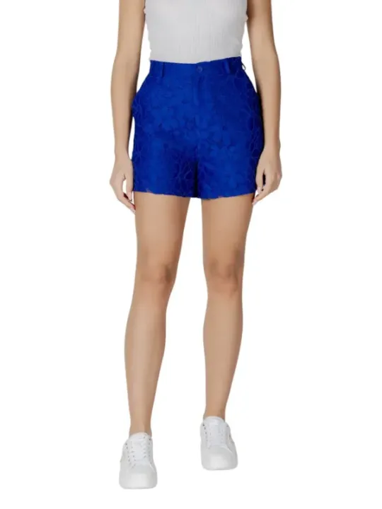 Royalblaue Desigual Shorts mit hohem Bund