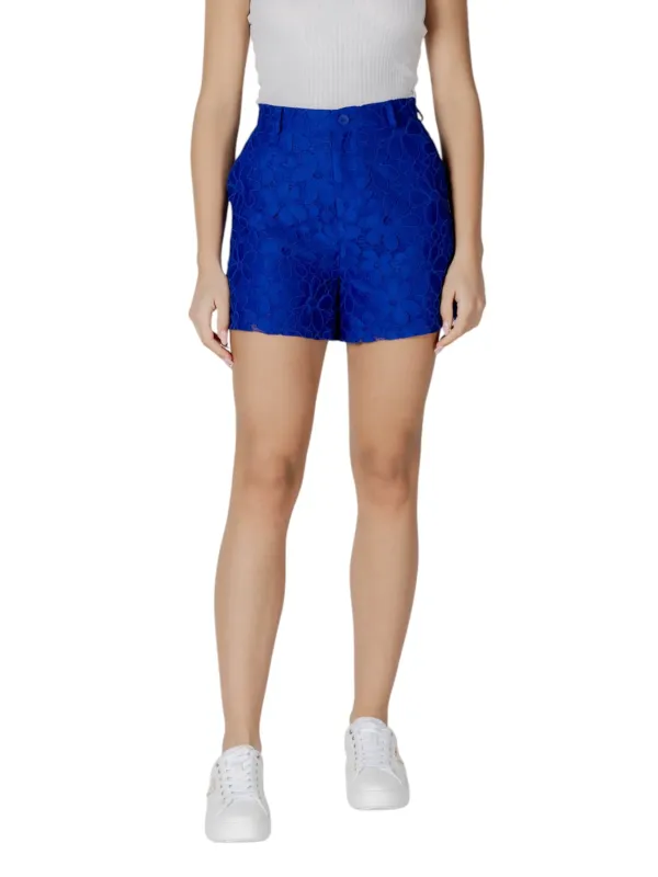 Royalblaue Desigual Shorts mit hohem Bund Royalblaue Desigual Shorts mit hohem Bund
