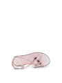Zarte rosa Lederriemchensandalen mit Blume