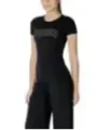Schwarzes Baumwoll-T-Shirt mit Strasslogo
