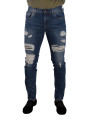 Jeans & Pants Elegant Distressed Slim Fit Denim Jeans 1.000,00 € 8054802885312 | Planet-Deluxe