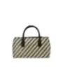 Gewebe Handtasche mit Ledergriffen