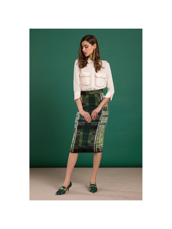 Skirts Chic Tartan Knit Skirt in Lush Green 280,00 € 8050246661529 | Planet-Deluxe