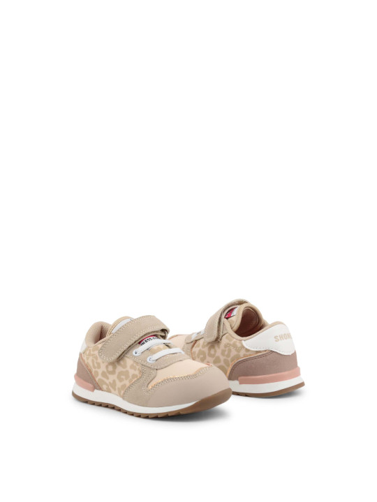 Rosa leopardfarbene Kinder-Sneakers mit Spitze