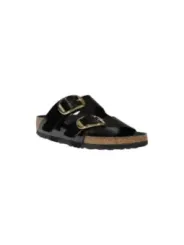 Schwarze Birkenstock Sandalen mit Goldschnallen