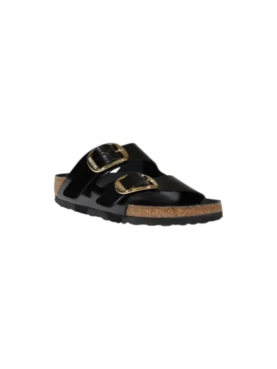 Schwarze Birkenstock Sandalen mit Goldschnallen