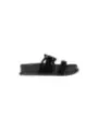 Schwarze Leder-Pantolette mit Riemen