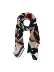 Abstrakter Desigual Schal rot schwarz weiß
