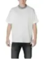 Weißes Baumwoll-T-Shirt mit Streifenkragen