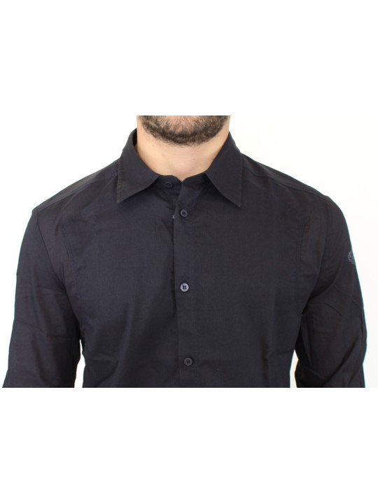 Shirts Elegant Blue Cotton Slim Casual Shirt 400,00 € 7333413047403 | Planet-Deluxe