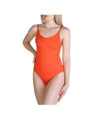 Roter, figurbetonter Damen-Einteiler-Badeanzug