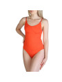 Roter, figurbetonter Damen-Einteiler-Badeanzug