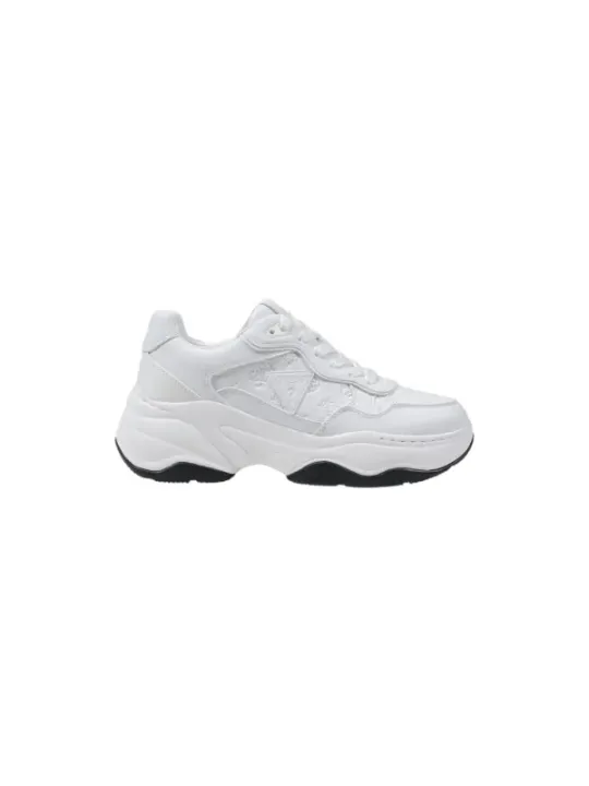 Weiße Leder-Sneakers mit dicker Sohle