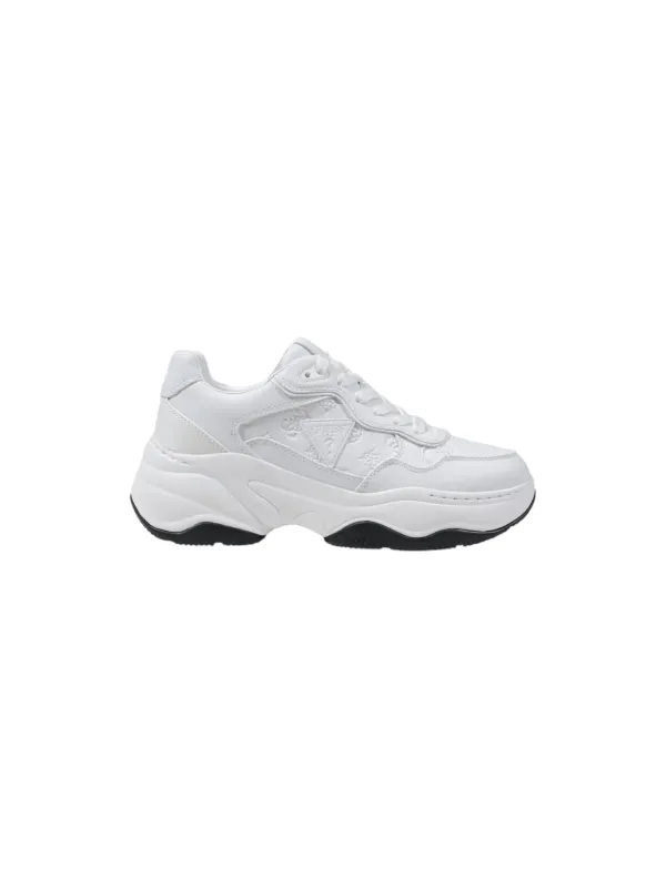 Weiße Leder-Sneakers mit dicker Sohle Weiße Leder-Sneakers mit dicker Sohle