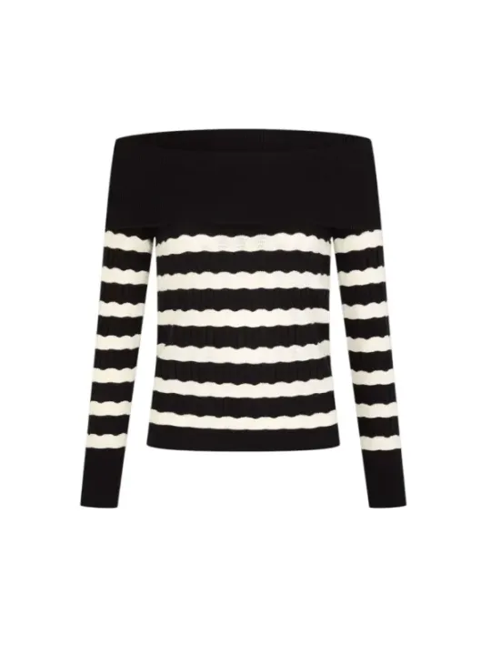 Gestreifter schwarzer Morgan De Toi Pullover