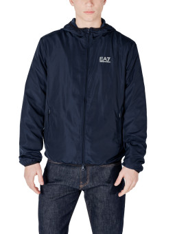 Dunkelblaue EA7 Windbreakerjacke mit Kapuze