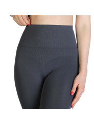 Gerippte hochtaillierte Leggings in Grau