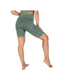 Khaki grüne Damen Sportshorts hochtailliert