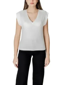 Weiße Seidentop mit Schulterpolstern