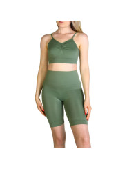 Khaki grüne Sport-BH und Shorts