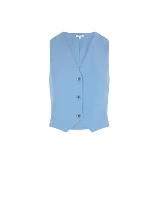 Himmelblaues ärmelloses Weste mit Revers