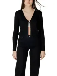 Schwarzer Strick-Cardigan mit V-Ausschnitt