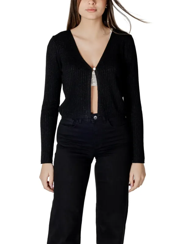 Schwarzer Strick-Cardigan mit V-Ausschnitt