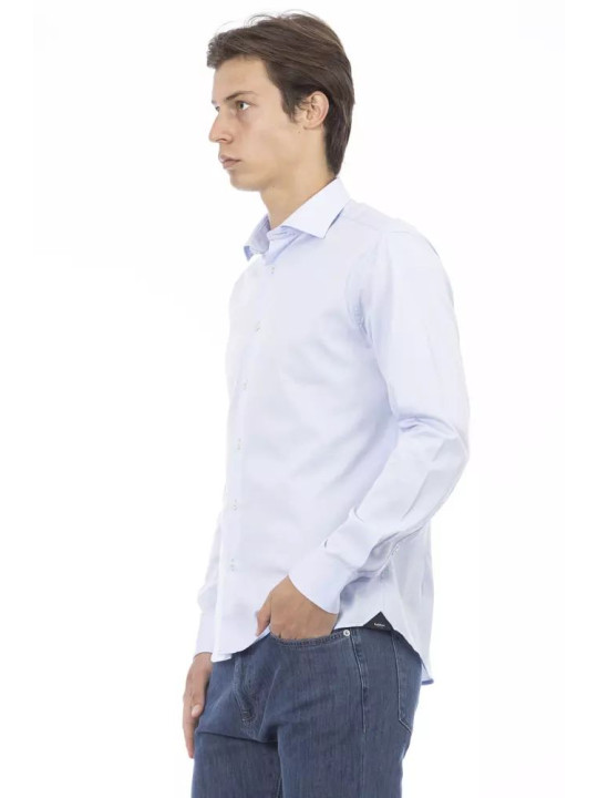 Shirts Elegant Slim Fit Light Blue Cotton Shirt 190,00 € 2000049163603 | Planet-Deluxe