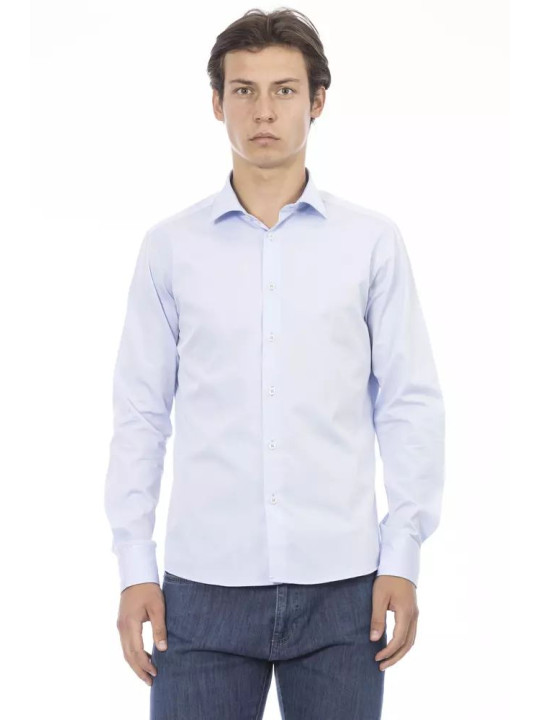 Shirts Elegant Slim Fit Light Blue Cotton Shirt 190,00 € 2000049163603 | Planet-Deluxe