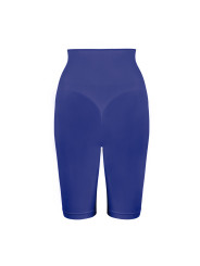 Indigo blaue, hochtaillierte Biker Shorts