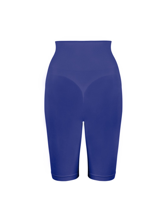 Indigo blaue, hochtaillierte Biker Shorts