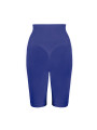 Indigo blaue, hochtaillierte Biker Shorts