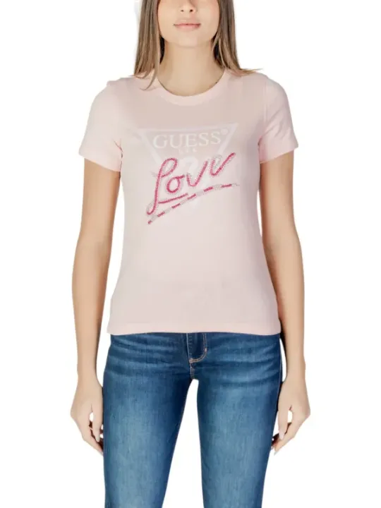 Pinke Guess Logo T-Shirt