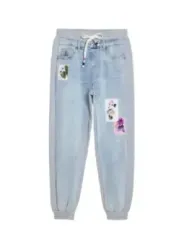 Helle Jeans mit Blumen-Patches
