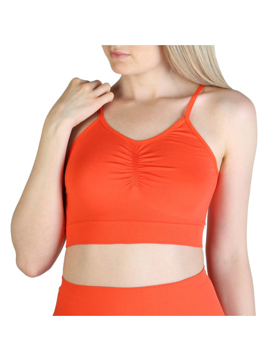 Oranges geripptes Halter-Crop-Top