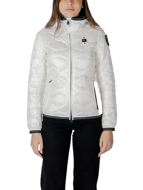 Weiße Blauer Jacke mit Reißverschluss