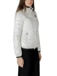 Weiße gesteppte Damenjacke mit Reißverschluss