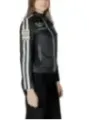 Schwarze Damen-Bomberjacke mit Stickerei