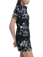 Schwarzes und weißes Blumenkleid Desigual