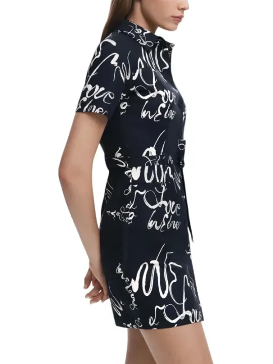 Schwarzes und weißes Blumenkleid Desigual