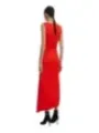 Rotes, ärmelloses Kleid mit Schlitz