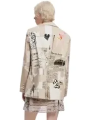 Beige Collage Blazer und Rock