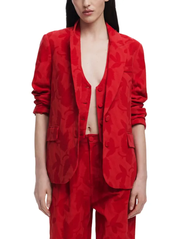 Roter Damenanzug aus Satin